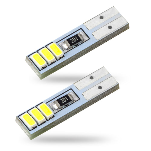 T5 37 74 LED Visor Vanity Mirror Footwell Light Bulbs 6000K White 6SMD 3014 Chips (Pack of 2)