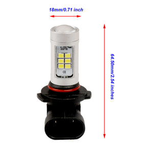 9006 LED Fog Light Bulbs 6000K White 21SMD High Power 2835 Chips with Projector (Pack of 2)