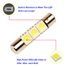 Load image into Gallery viewer, 6614F F30-WHP TS-14V1CP 6641 6612F 29MM LED Fuse Vanity Mirror Visor Light Bulbs 6000k White 3SMD 5050 Chips (Pack of 4)