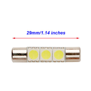 6614F F30-WHP TS-14V1CP 6641 6612F 29MM LED Fuse Vanity Mirror Visor Light Bulbs 6000k White 3SMD 5050 Chips (Pack of 4)