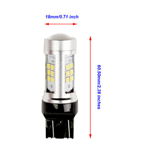 7440 7443 W21W LED Reverse Backup DRL Light Bulbs 6000K White 21SMD High Power 2835 Chips with Projector (Pack of 2)