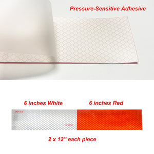 10 pcs DOT-C2 Conspicuity Reflective Tape 2x12” Red White Strip Trailer RV Truck