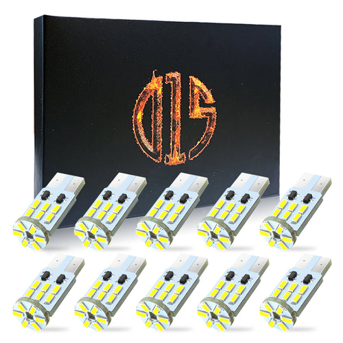 168 194 2825 T10 W5W Miniature Wedge LED Bulbs Interior Map Dome License Plate Light 18-SMD 3014 120LM 6000K White (Pack of 10)