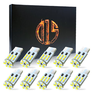 168 194 2825 T10 W5W Miniature Wedge LED Bulbs Interior Map Dome License Plate Light 18-SMD 3014 120LM 6000K White (Pack of 10)