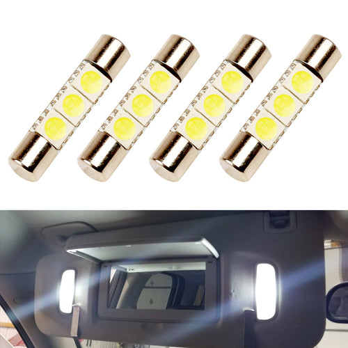 6614F F30-WHP TS-14V1CP 6641 6612F 29MM LED Fuse Vanity Mirror Visor Light Bulbs 6000k White 3SMD 5050 Chips (Pack of 4)